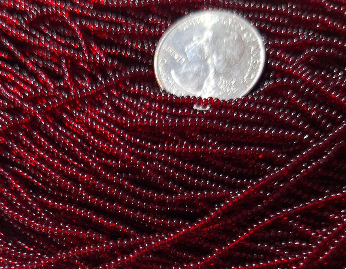 10/0 Garnet Transparent Czech Glass Seed Beads Full Hank