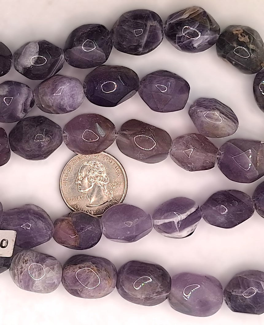 18x12mm Cape Amethyst Faceted Nugget Gemstone Beads 8-inch Strand