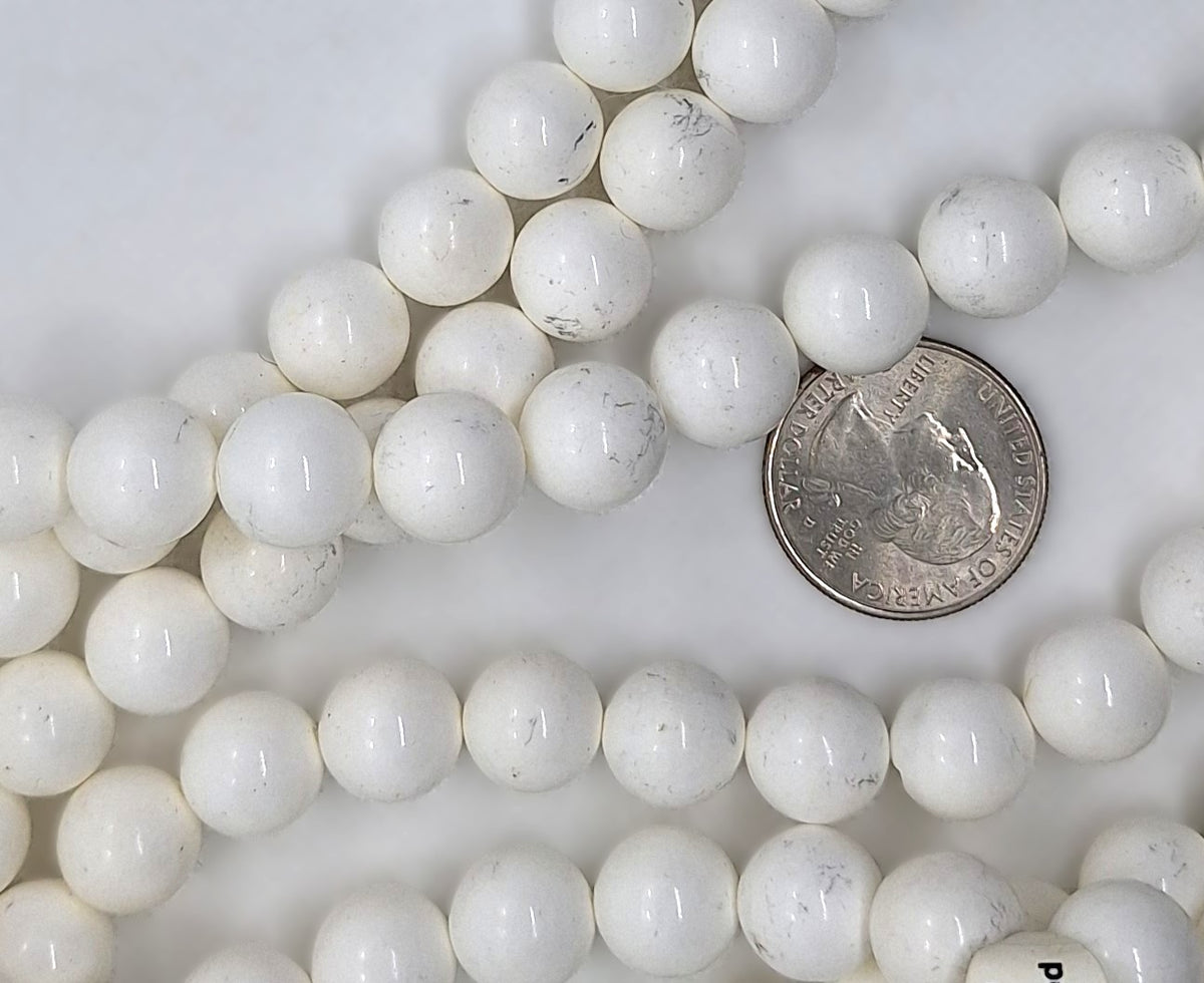 12mm White Seashell Round Beads 16-Inch Strand