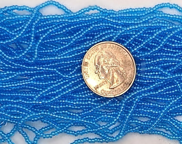 11/0 Aqua Transparent Luster Czech Glass Seed Beads Full Hank