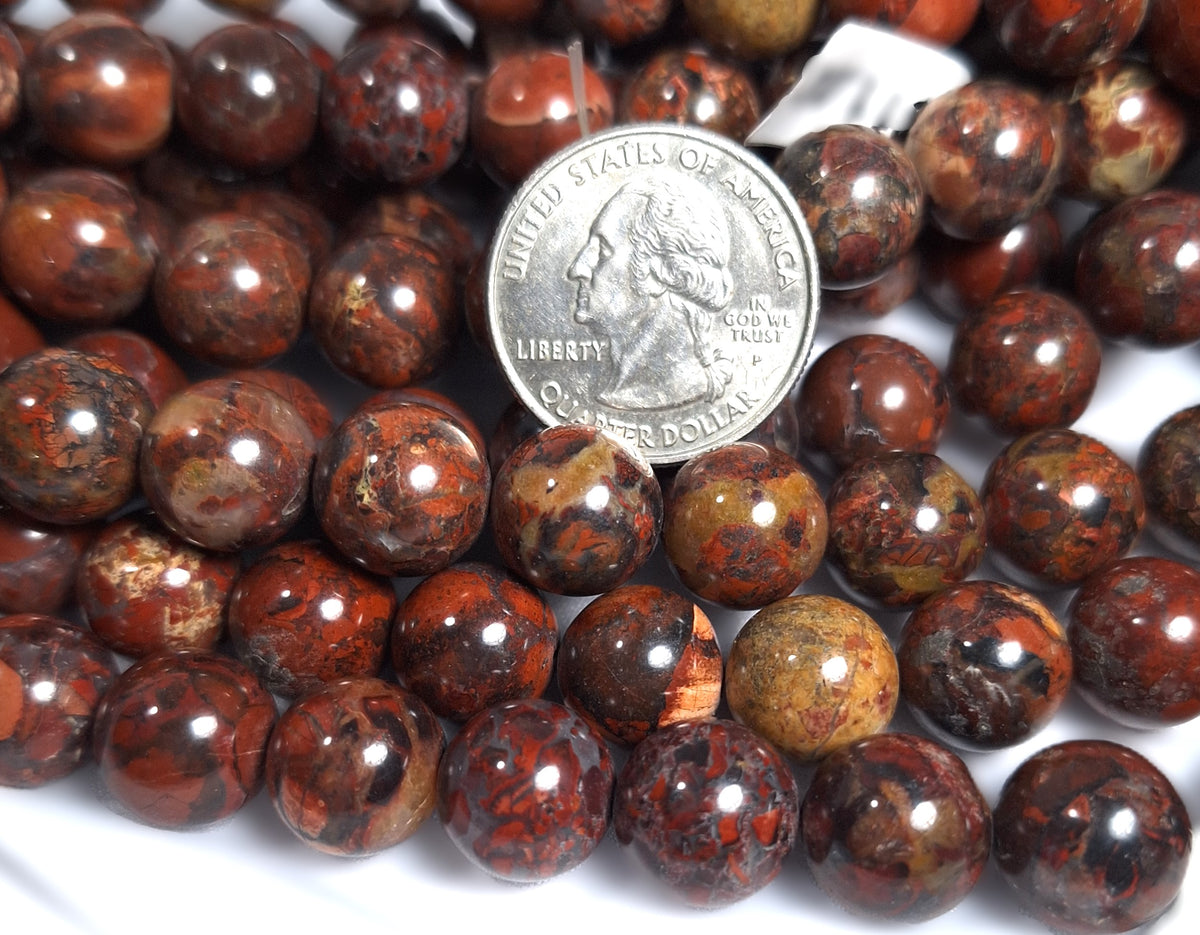12mm Brecciated Jasper Round Gemstone Beads 16-Inch Strand