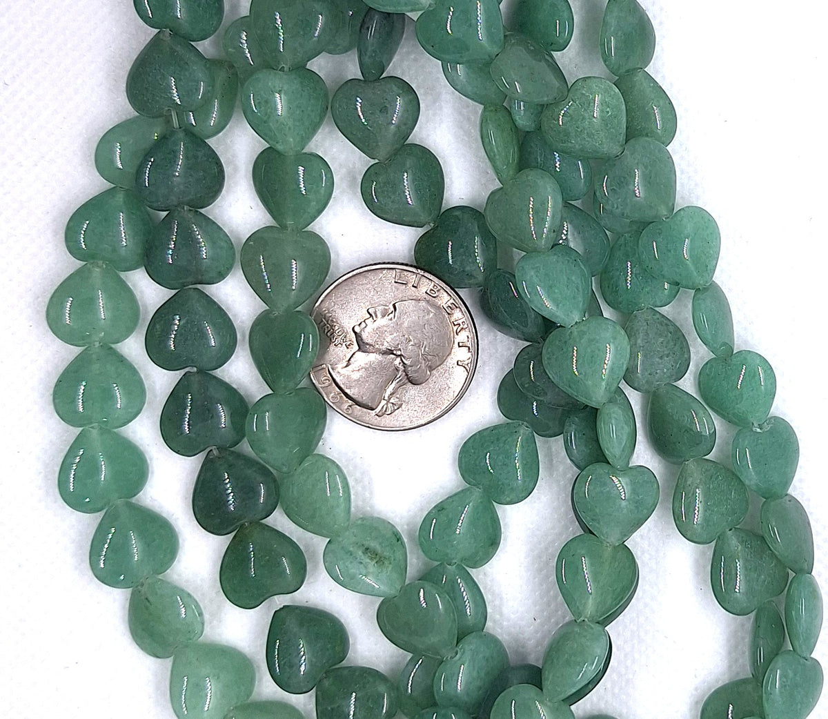 12mm Green Aventurine Heart Gemstone Beads 16-Inch Strand