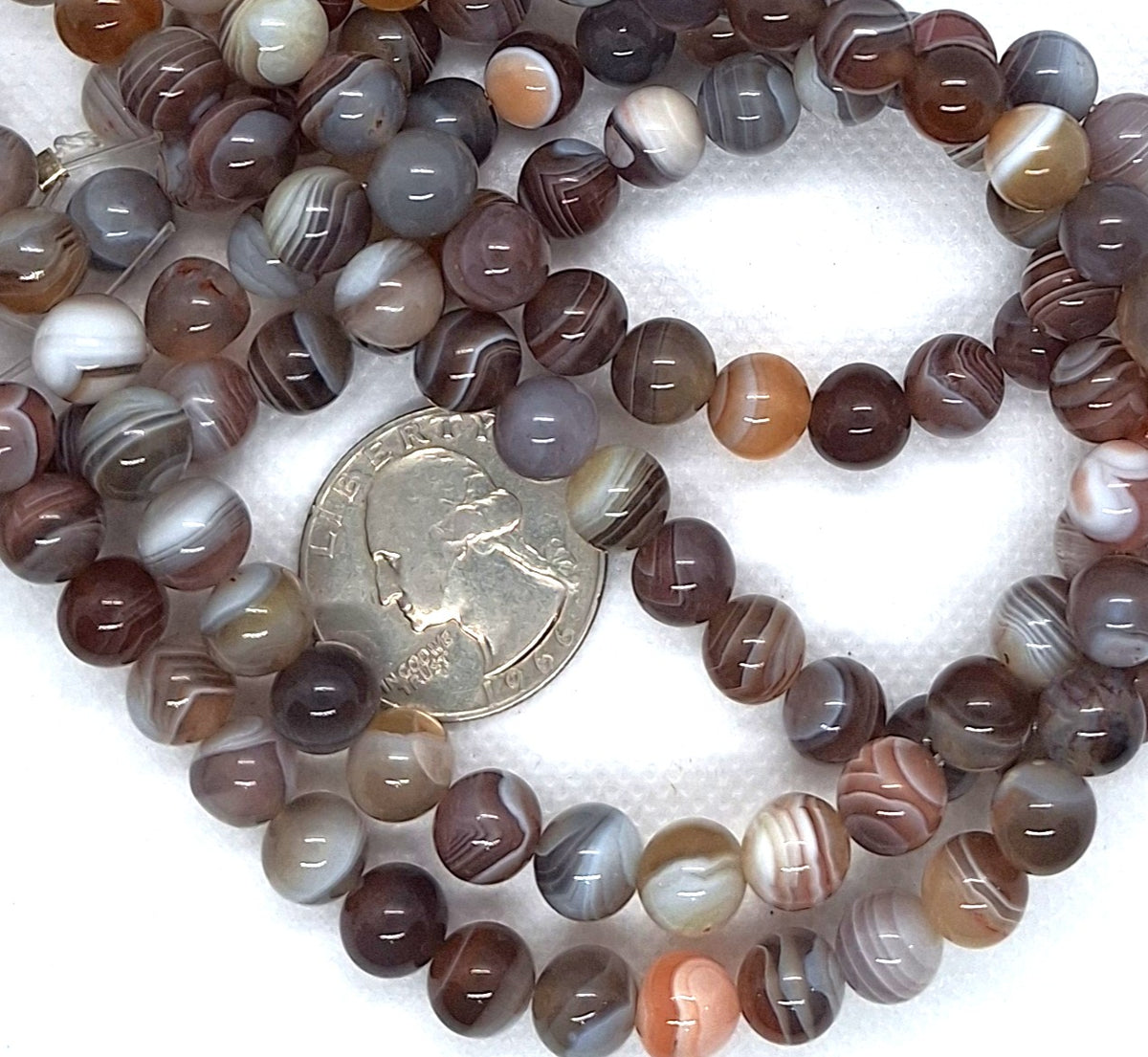 8mm Botswana Agate Round Gemstone Beads 16-Inch Strand