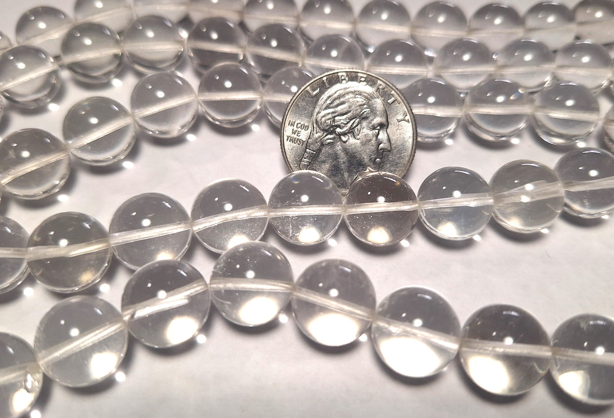 12mm Crystal Quartz Round Gemstone Beads 16-Inch Strand