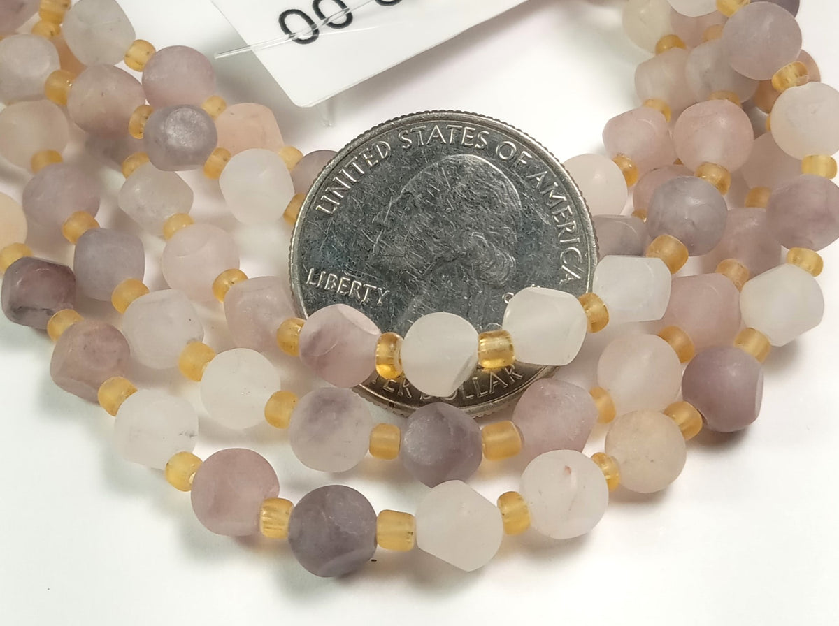 6mm Mixed Jade Matte Magic Square Gemstone Beads 8-Inch Strand