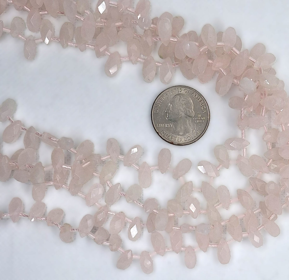 10x5mm Rose Quartz Teardrop Briolette Faceted Gemstone Beads 16-Inch Strand