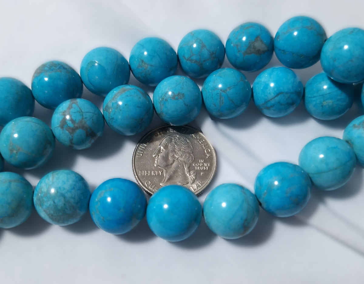 14mm Turquoise Dyed Howlite Gemstone Beads 16-Inch Strand