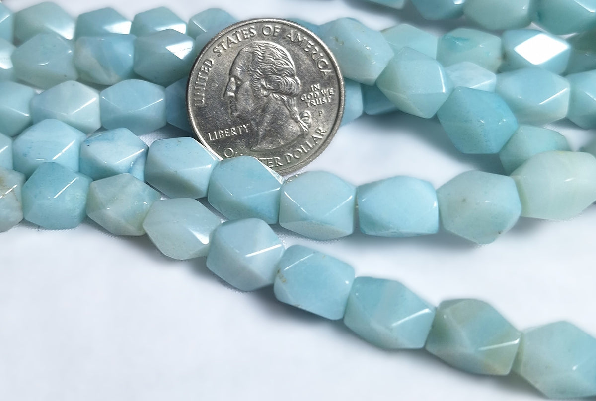 10x7mm Amazonite Baroque Faceted Barrel Gemstone Beads 16-Inch Strand