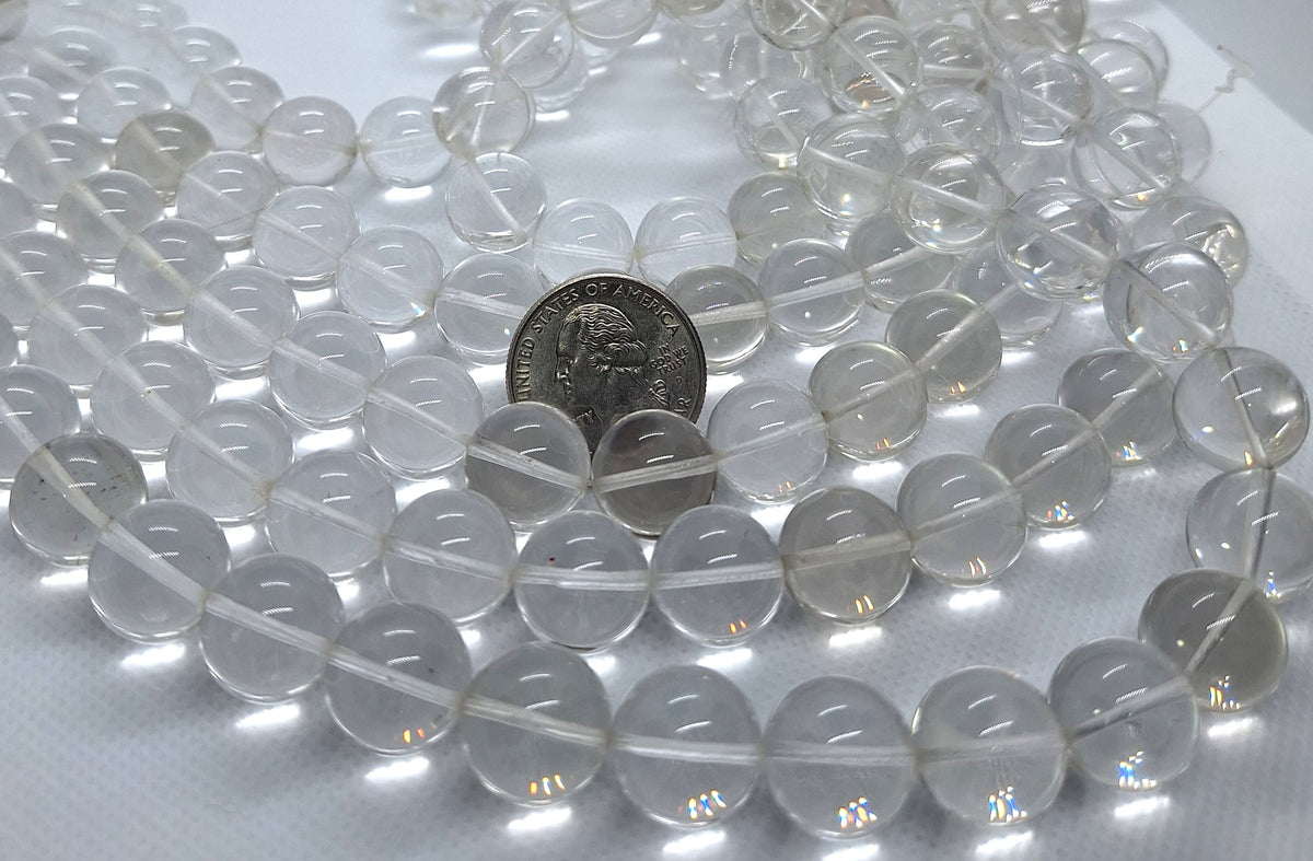 14mm Crystal Quartz Round Gemstone Beads 16-Inch Strand