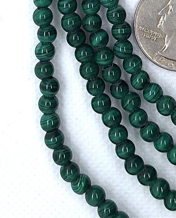5mm Malachite Round Gemstone Beads 16-Inch Strand