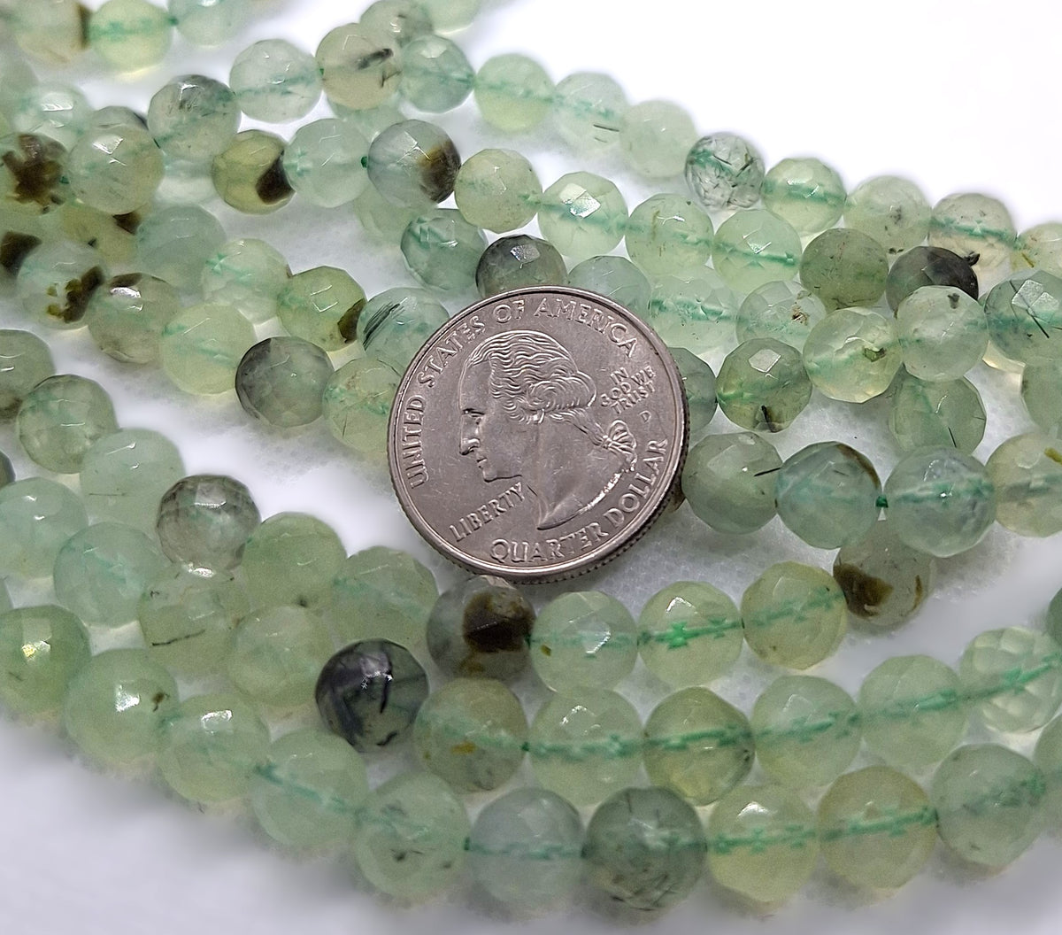 8mm Prehnite Faceted Round Gemstone Beads 16-Inch Strand