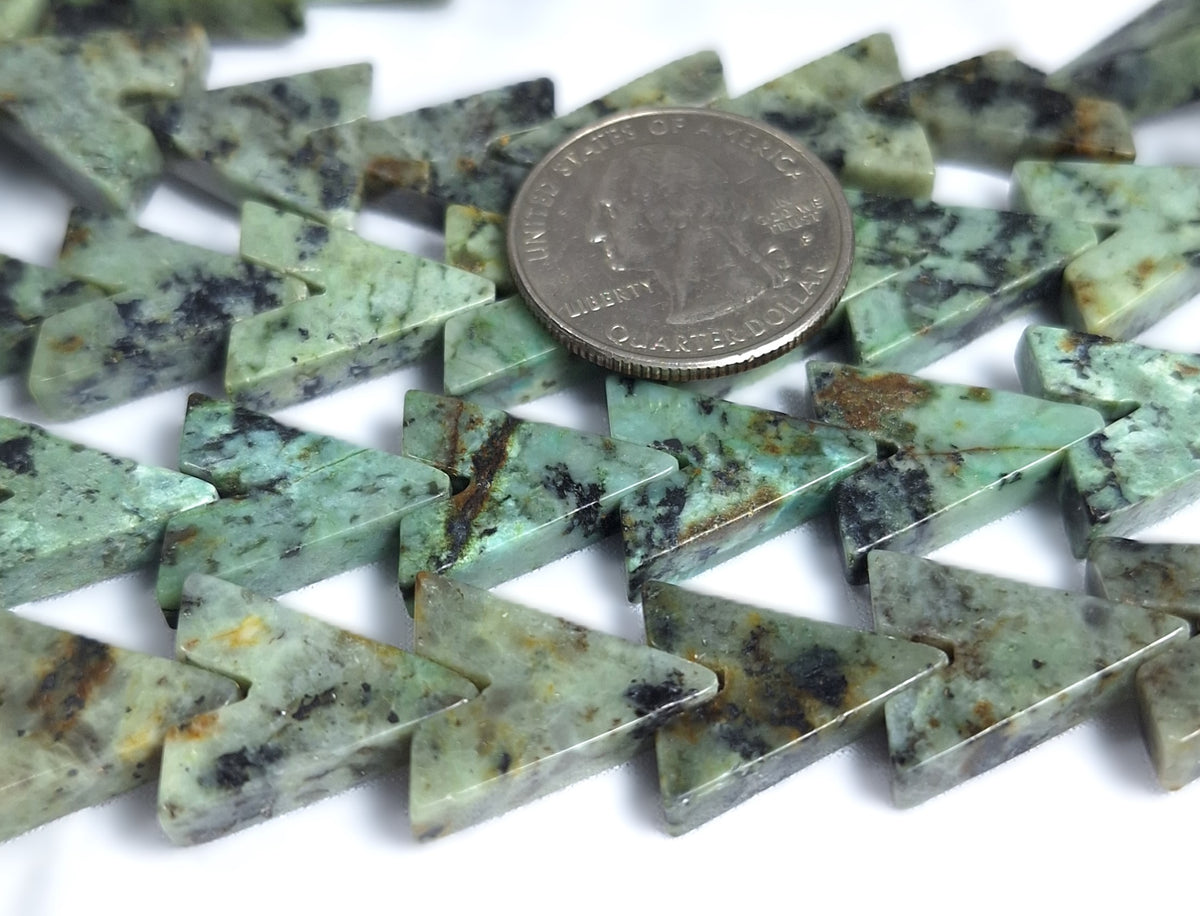 18x16mm African Turquoise V Shaped Gemstone Beads 16-Inch Strand