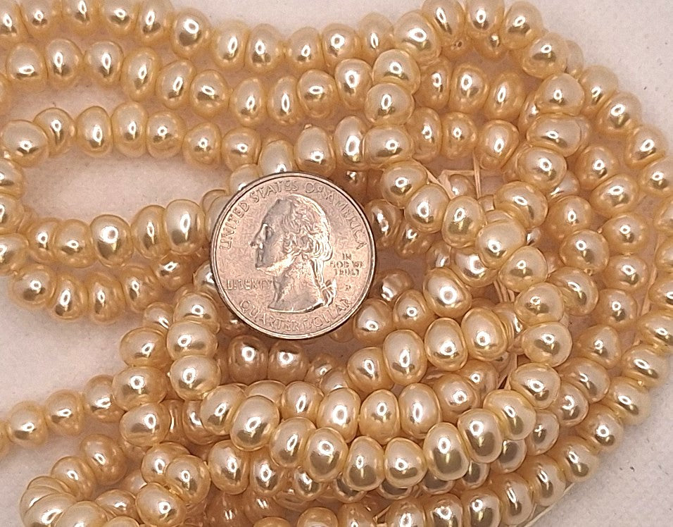 6x8mm Cream Pearl Potato Shaped Czech Glass Pearls 30ct