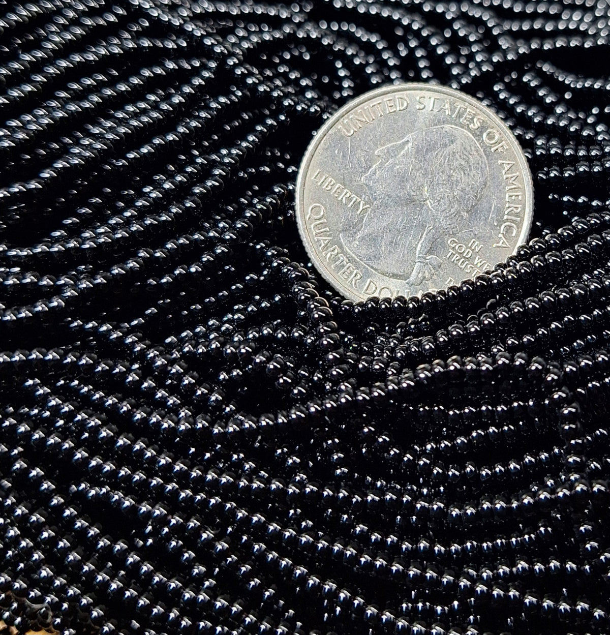 10/0 Jet Black Opaque Czech Seed Beads Full Hank