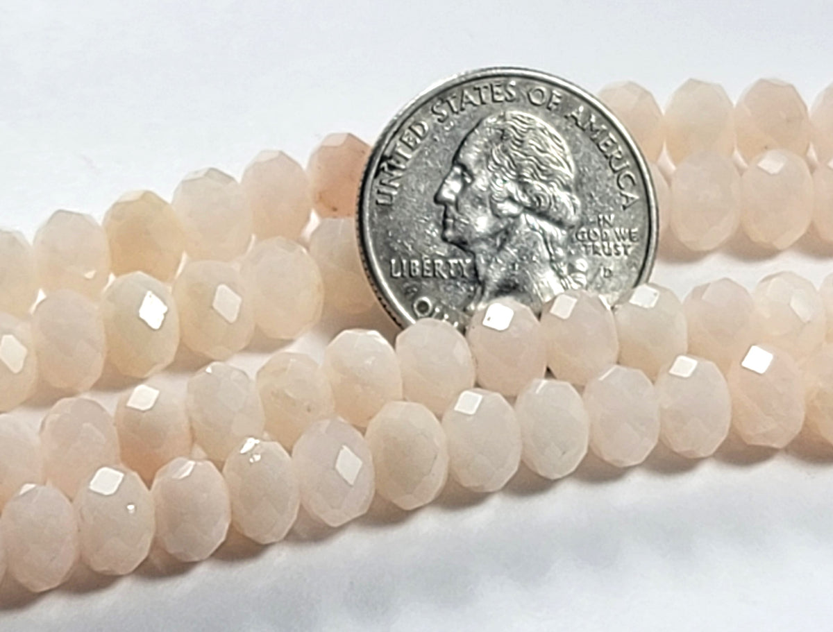 8x5mm Pink Morganite Faceted Rondelle Gemstone Beads 8-Inch Strand