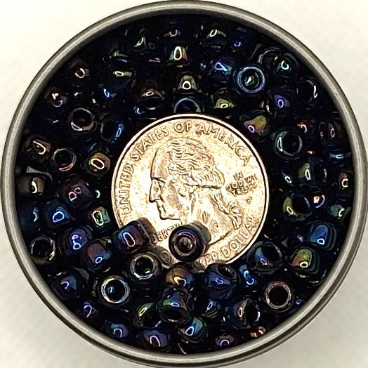 3/0 Black Metallic Rainbow Iris Toho Round Seed Beads 25g