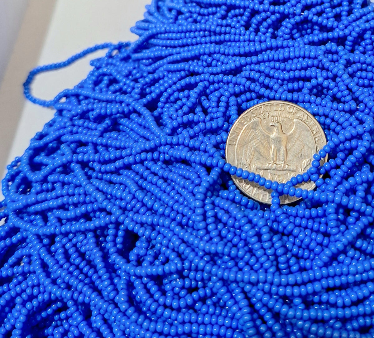 10/0 Blue Opaque Czech Seed Beads Full Hank