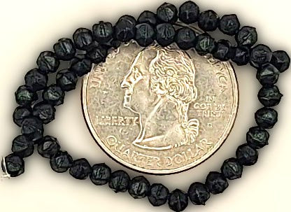 3mm Dark Forest Green Metallic Suede English Cut Pressed Glass Czech Beads 50ct