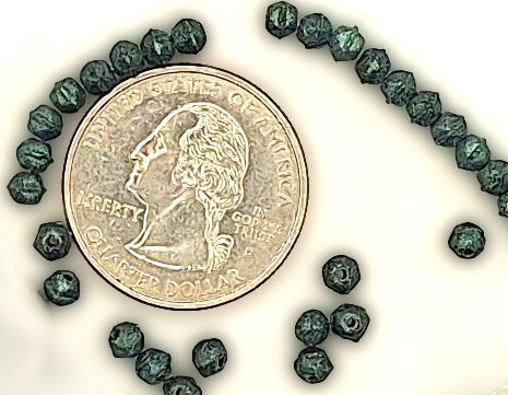 3mm Light Green Metallic Suede English Cut Pressed Glass Czech Beads 50ct