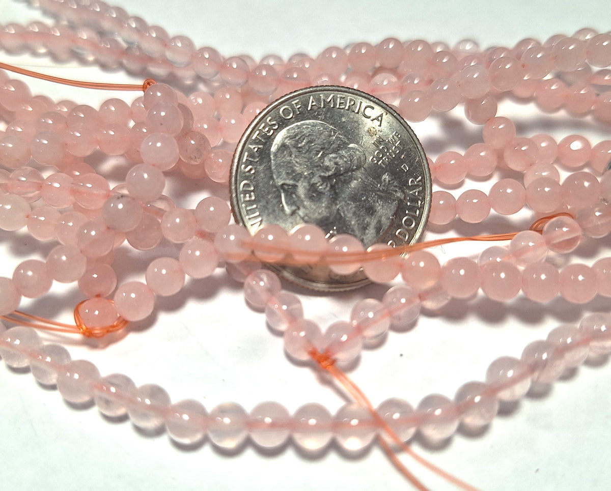 4mm Rose Quartz Round Gemstone Beads 16-Inch Strand