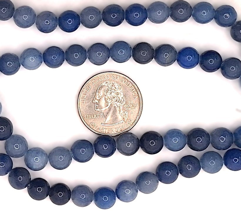 8mm Blue Aventurine Dyed Round Gemstone Beads 8-inch Strand