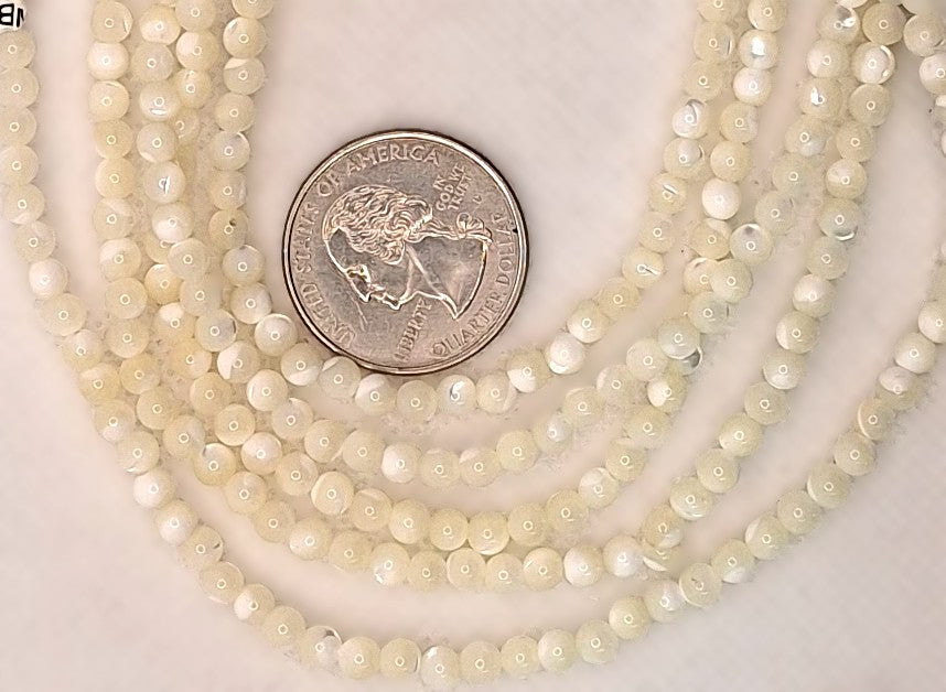 4mm Mother of Pearl MOP Round Shell Beads 8-Inch Strand