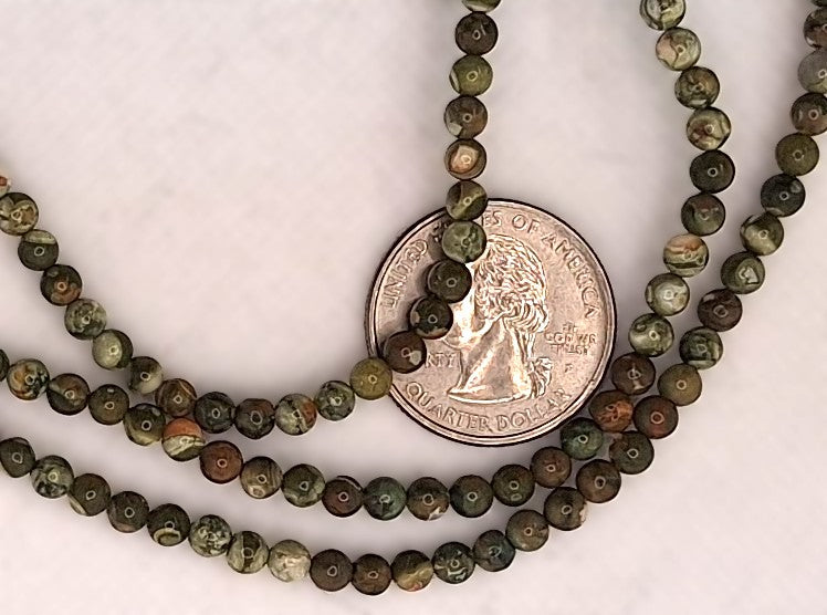 4mm Rhyolite Round Gemstone Beads 8-inch Strand