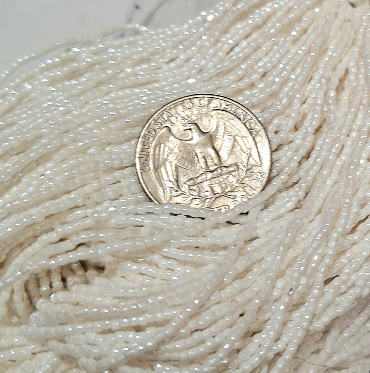 12/0 Chalk White Luster Opaque 3-Cut Seed Beads Full Hank