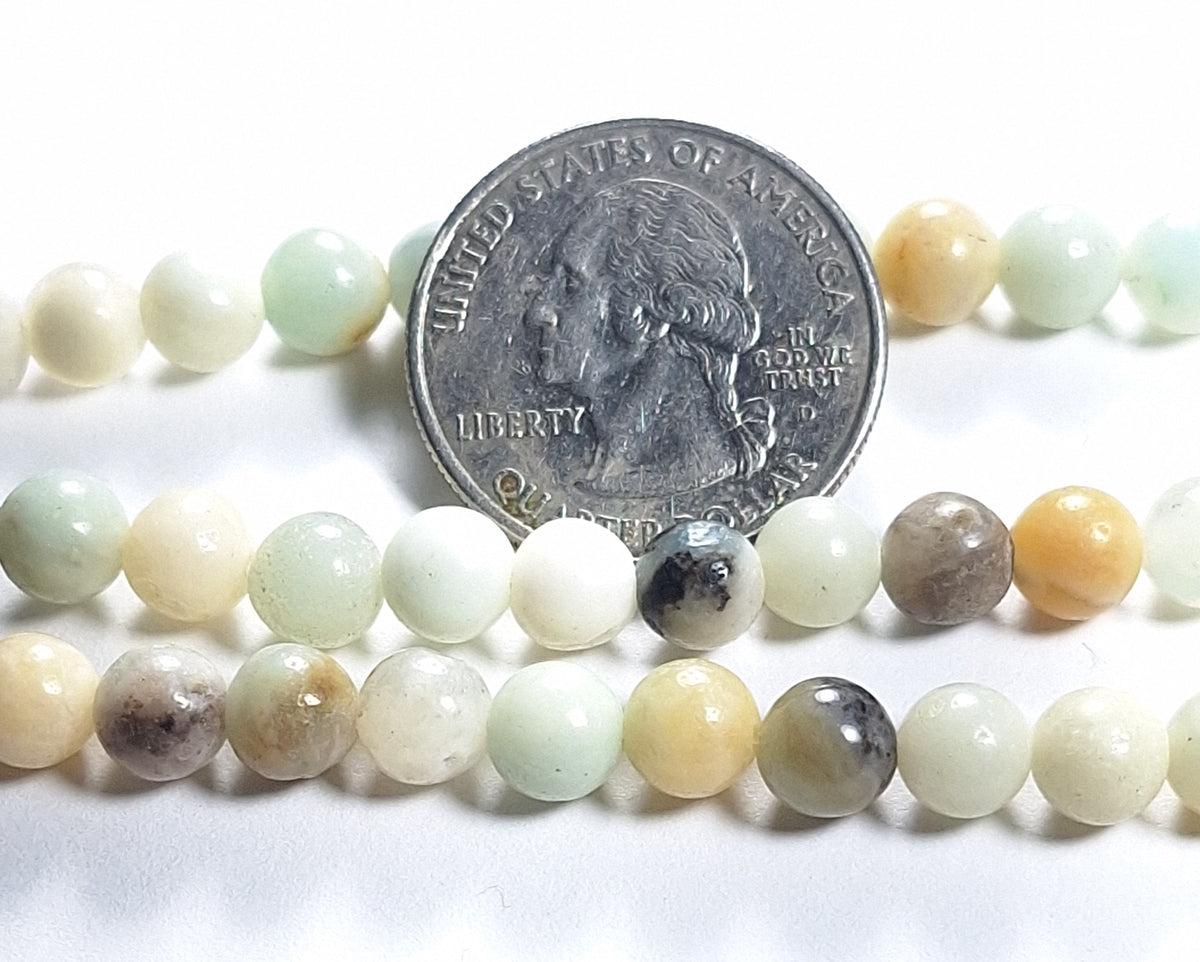 6mm Amazonite Multicolor Round Gemstone Beads 8-Inch Strand