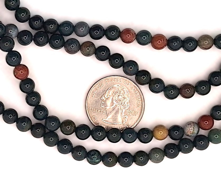 6mm Bloodstone Jasper Round Gemstone Beads 8-inch Strand