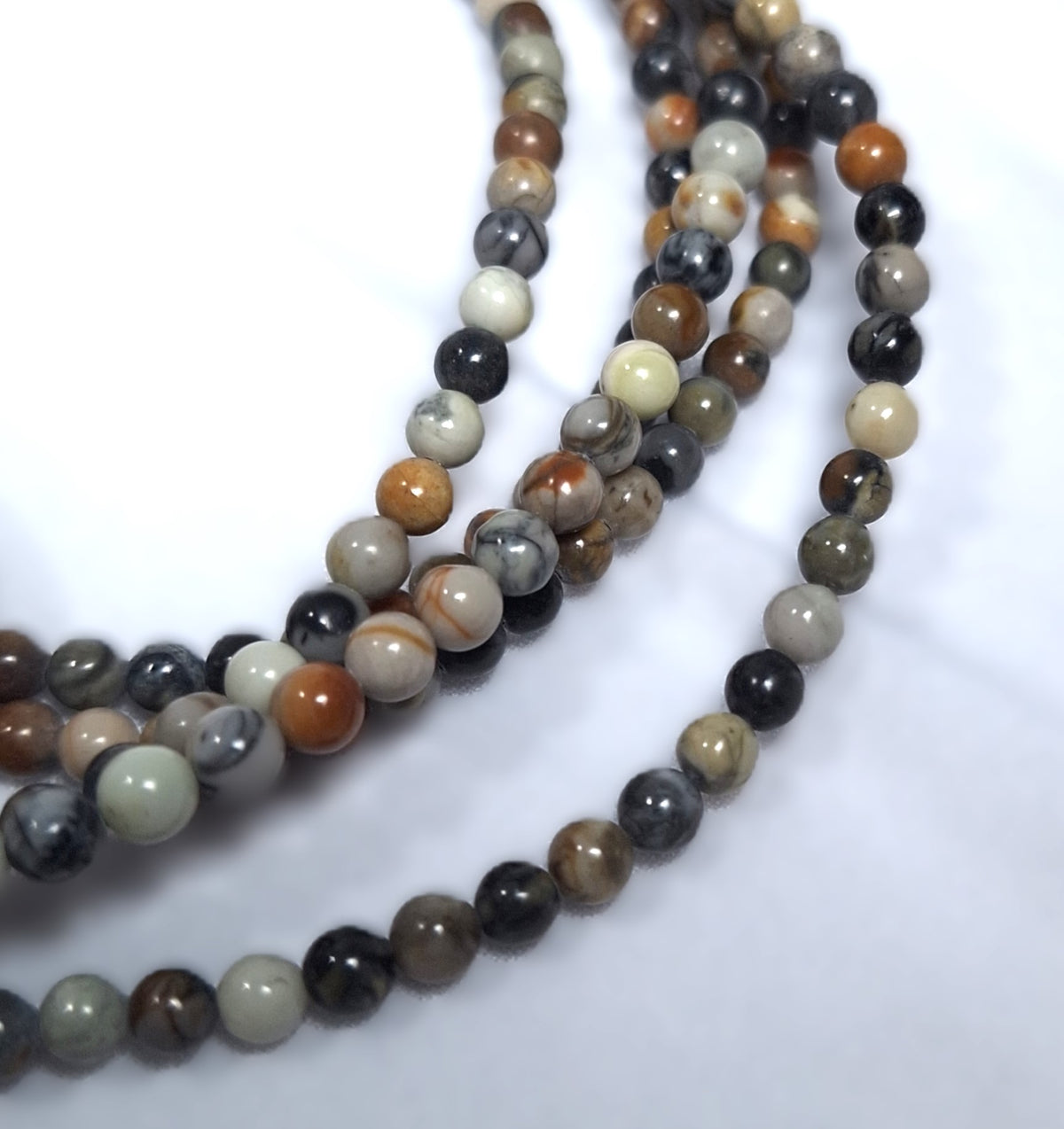 4mm Chinese Writing Round Gemstone Beads 16-Inch Strand