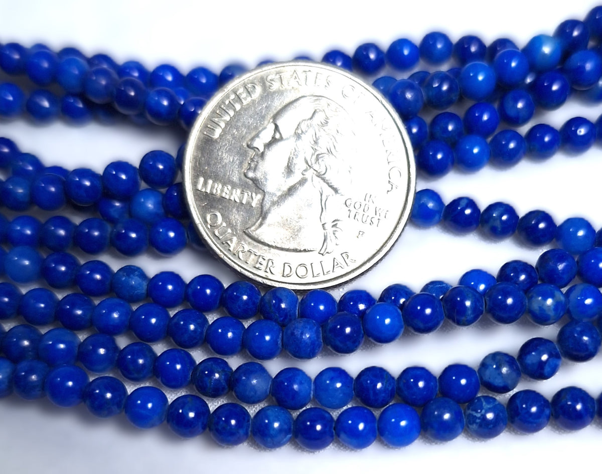 4mm Lapis Blue Dyed Howlite Round Gemstone Beads 16-Inch Strand