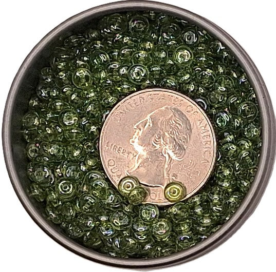 5mm Olivine Green Shimmer Smooth Pressed Glass Rondelle Beads 75ct