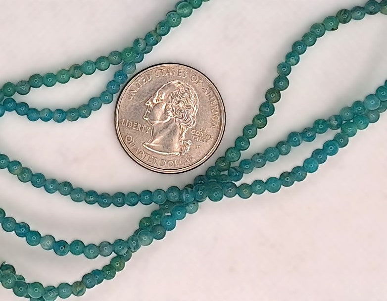 3mm Russian Amazonite Round Gemstone Beads 8-inch Strand