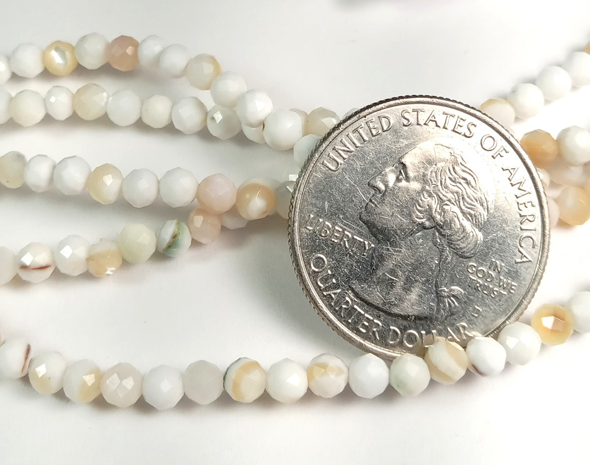 4mm Shell Faceted Round Beads 8-Inch Strand