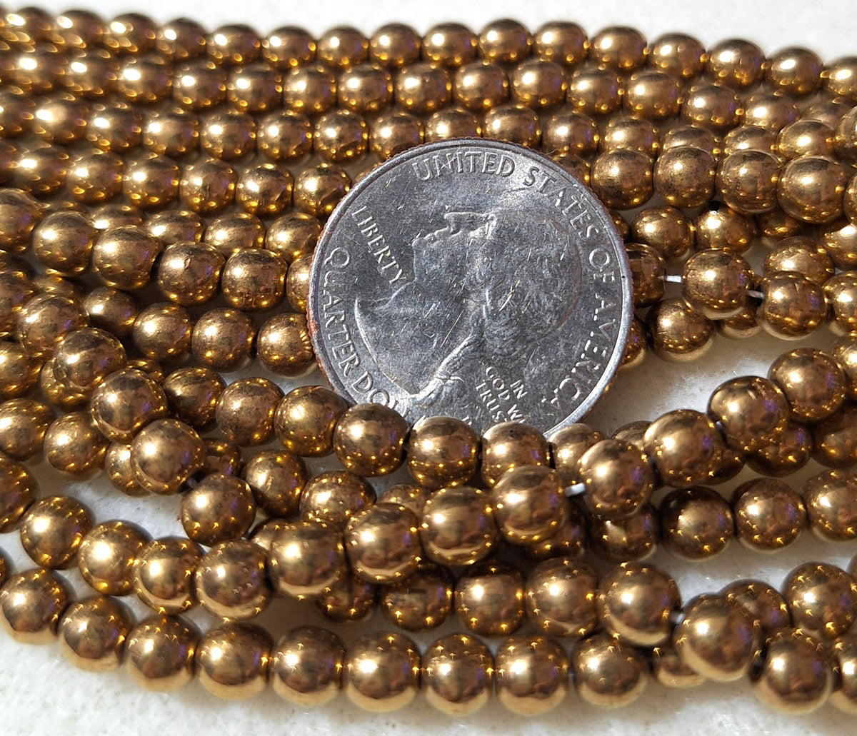 5mm Bronze Metallic Smooth Round Druk Glass Beads 50ct