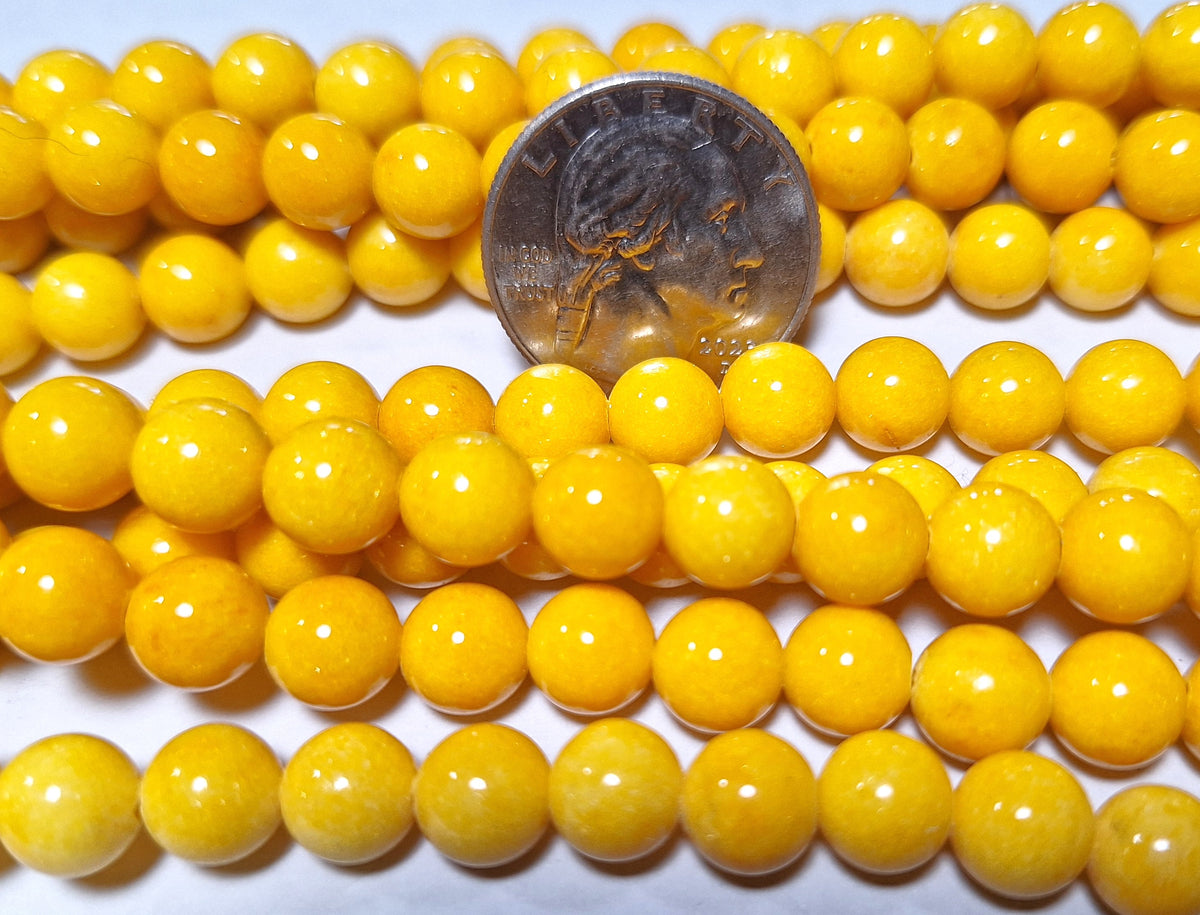 8mm Yellow Jade Dyed Round Gemstone Beads 16-Inch Strand