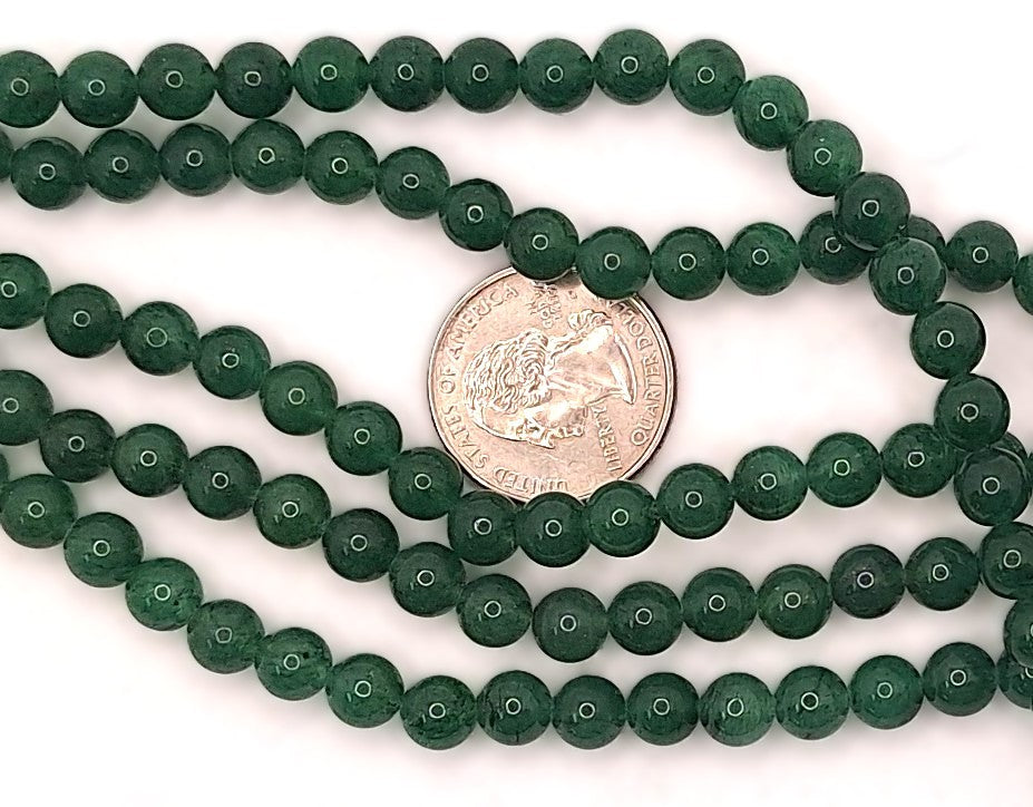 7mm Green Jade Dyed Round Gemstone Beads 8-Inch Strand