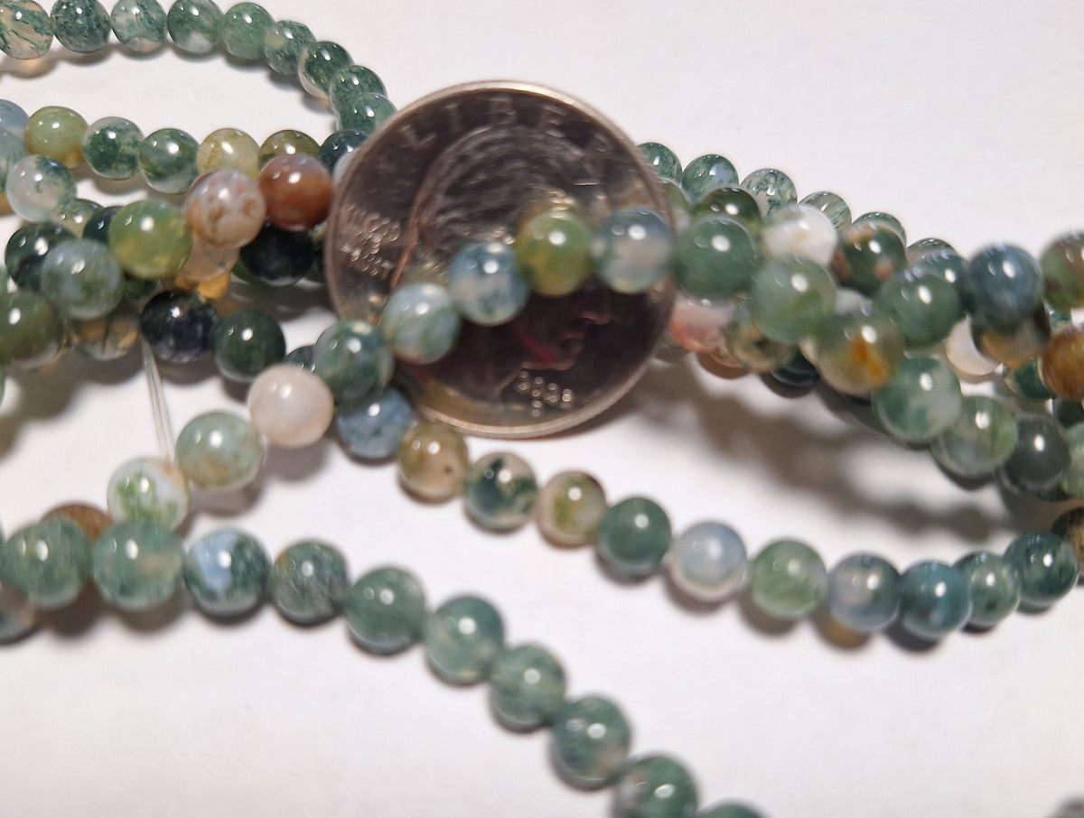 5mm Moss Agate Round Gemstone Beads 16-Inch Strand