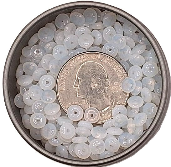 5mm Milky White Smooth Pressed Glass Rondelle Beads 75ct