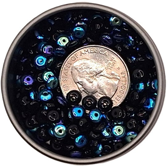 5mm Jet Black AB Opaque Smooth Pressed Glass Rondelle Beads 75ct