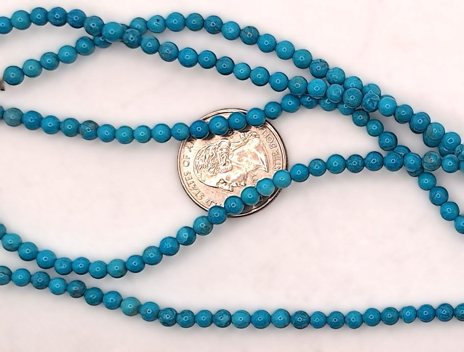 4mm Turquoise Stabilized Round Gemstone Beads 8-Inch Strand