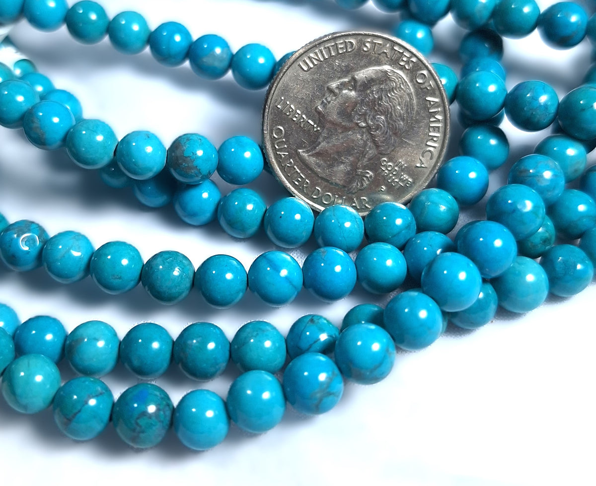 6mm Turquoise Blue Dyed Howlite Round Gemstone Beads 16-Inch Strand