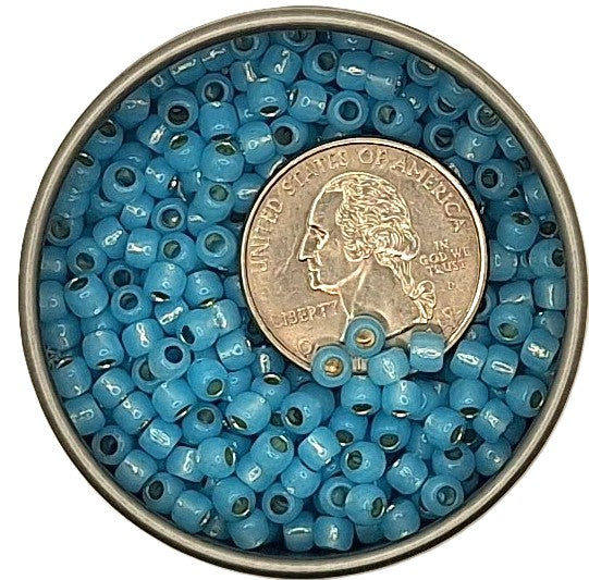 6/0 Milky Aqua Blue Transparent Silver-Lined Toho Round Seed Beads 25g