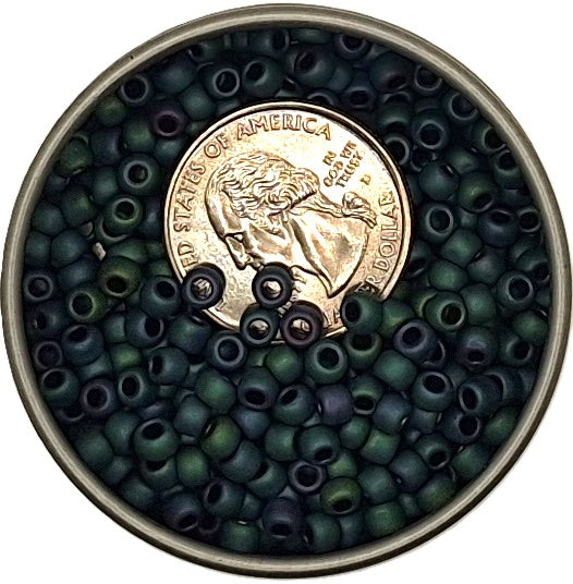 6/0 Teal Opaque Rainbow Matte Toho Round Seed Beads 25g