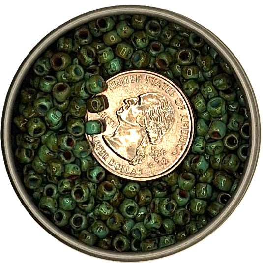 6/0 Turquoise Blue Picasso Hybrid Toho Round Seed Beads 25g