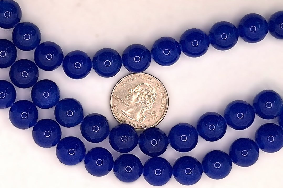 12mm Blue Jade Dyed Round Gemstone Beads 8-inch Strand
