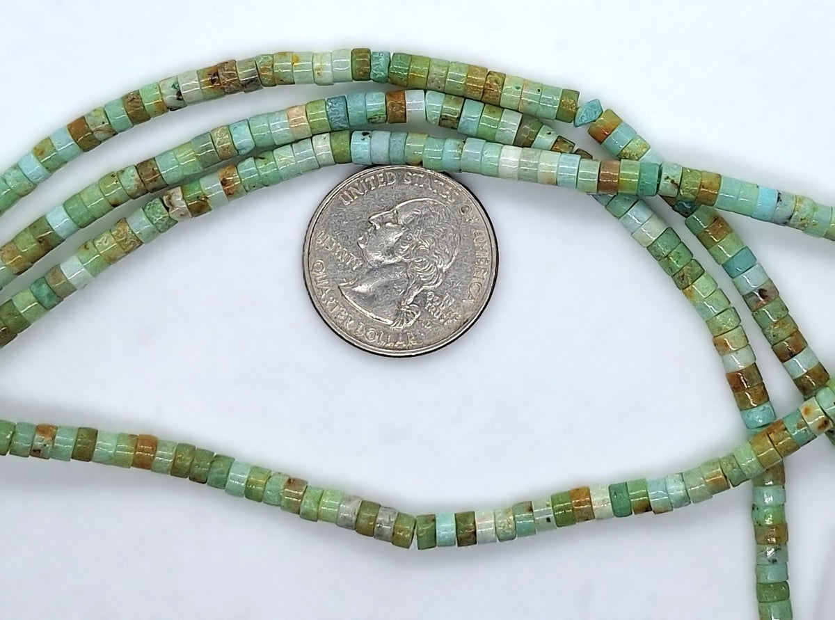 4x2mm Chrysoprase Heishi Gemstone Beads 8-Inch Strand
