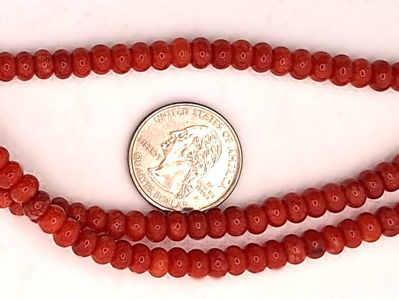 6x4mm Red Candy Jade Dyed Rondelle Gemstone Beads 8-Inch Strand