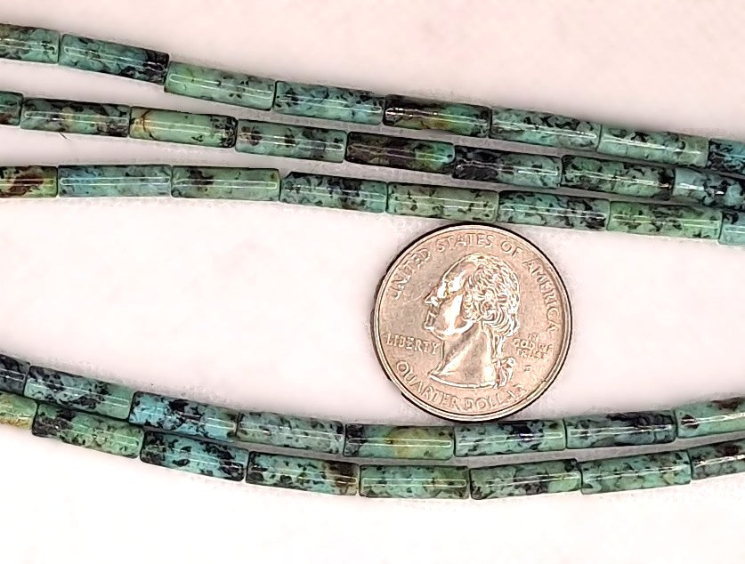 13x4mm African Turquoise Cylinder Tube Gemstone Beads 8-Inch Strand